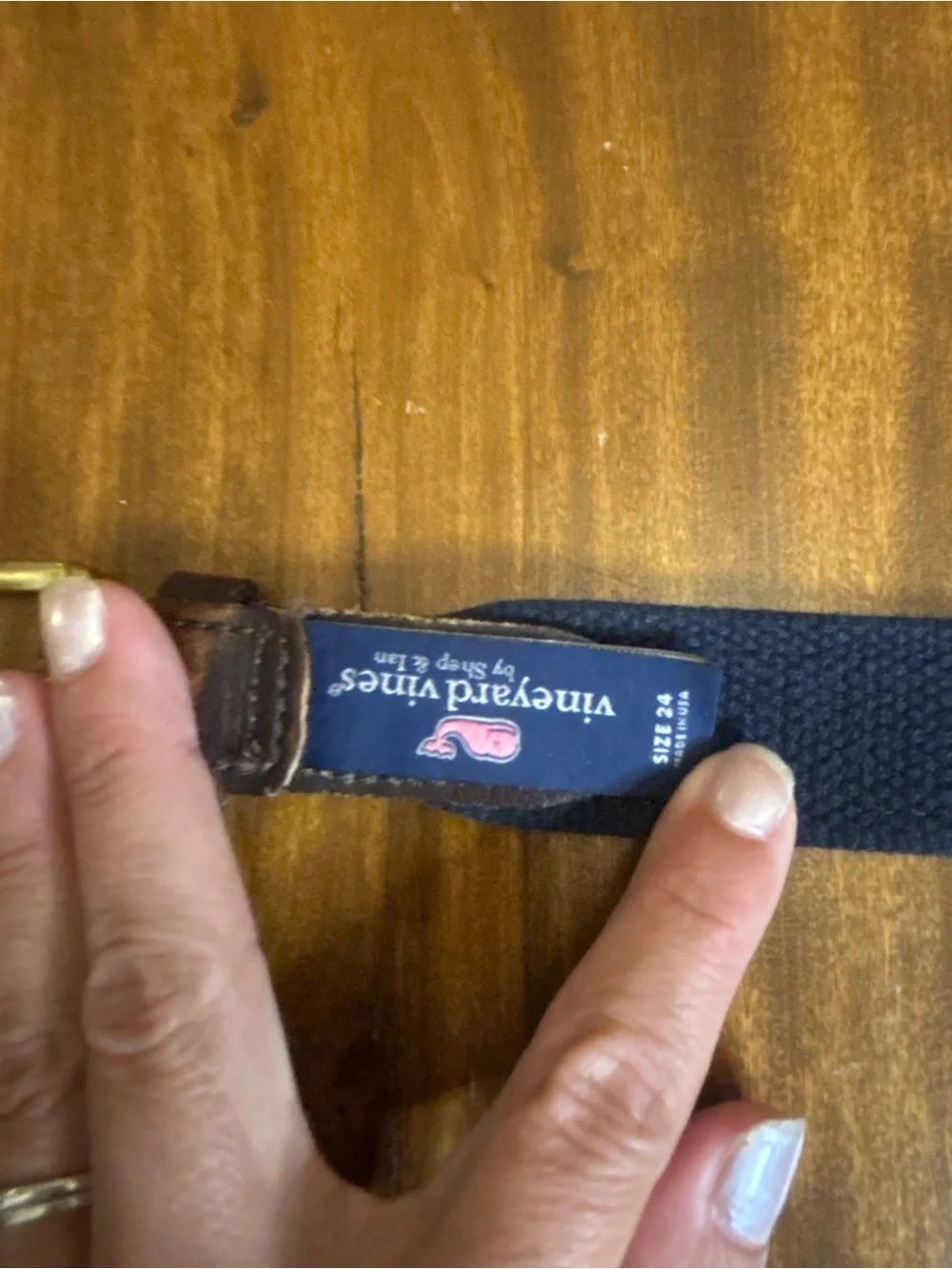 Vineyard Vines Navy Belt with Embroidered American Flags